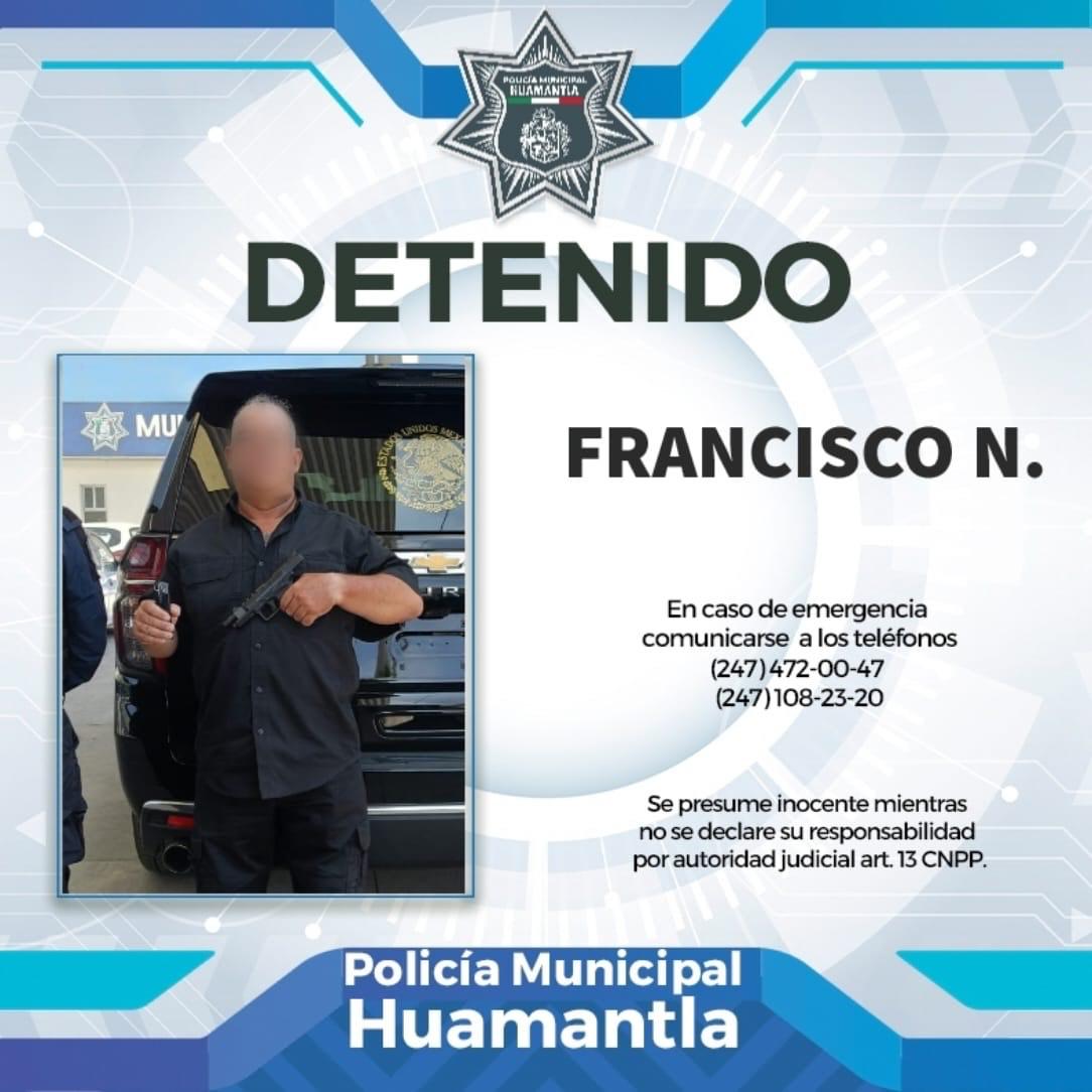 Detiene Policía de Huamantla a sujeto con arma de fuego sin permiso de portación